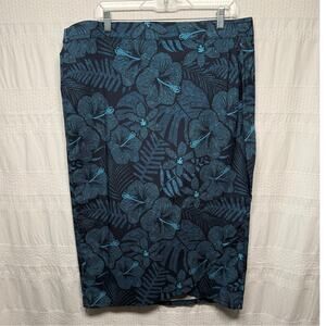Ripskirt Blue Hibiscus Floral Wrap Skirt, Length 3, Size XL (16/18)